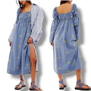 NWOT FREE PEOPLE Emory Embroidered Midi Dress SZ : M